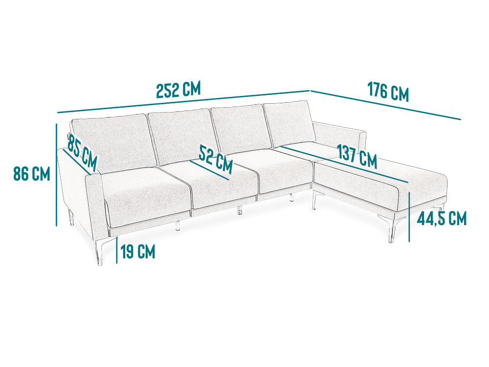 Modulares 4-Sitzer Ledersofa ELLA