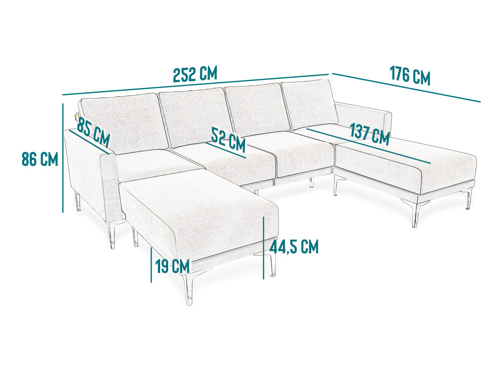 Modulares 4-Sitzer Ledersofa ELLA