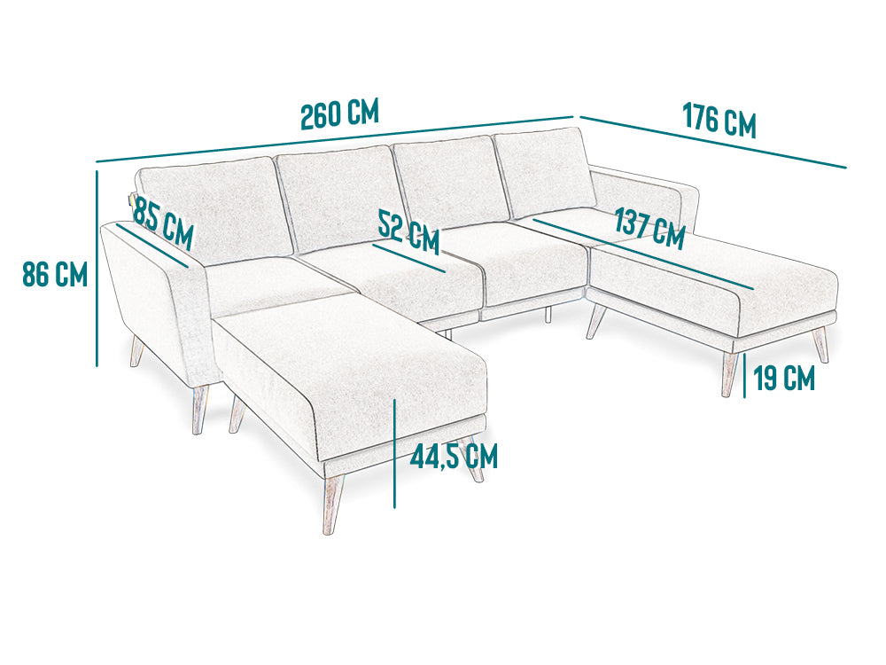Modulares 4-Sitzer Ledersofa LOTTA