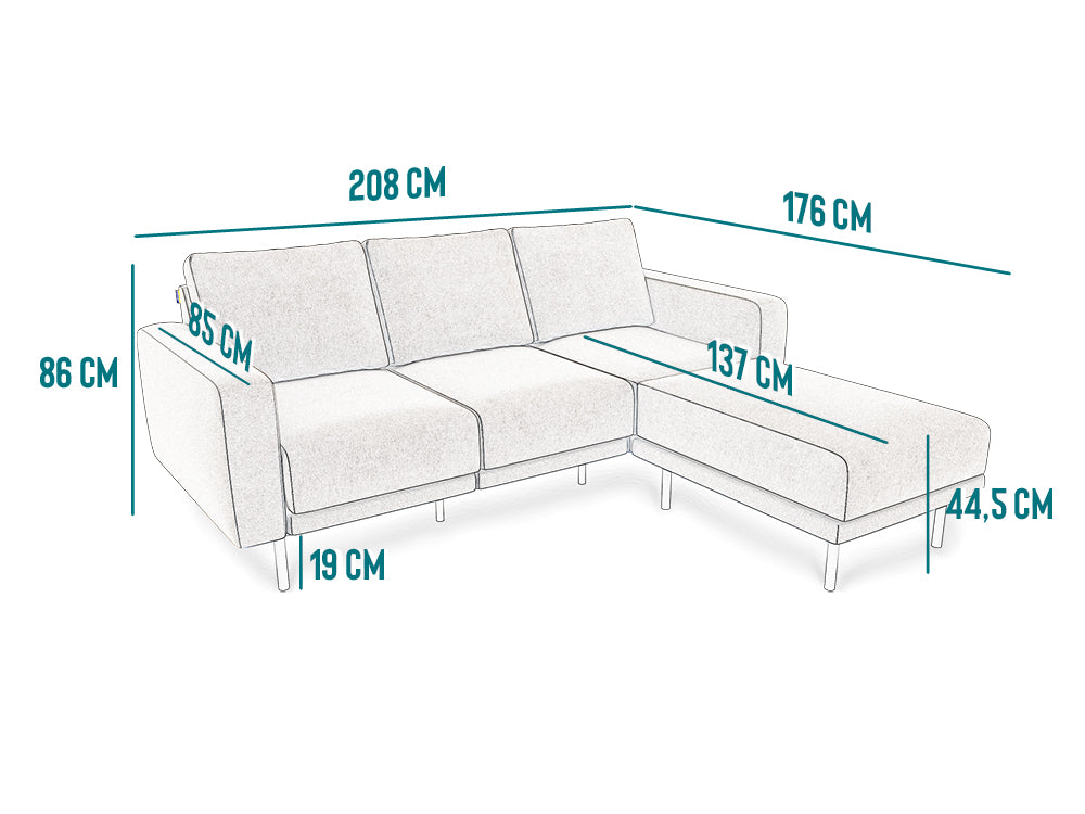 Modulares 3-Sitzer Ledersofa METTE