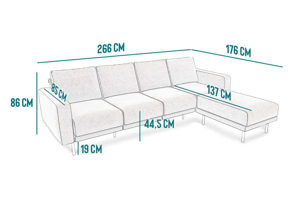 Modulares 4-Sitzer Sofa METTE