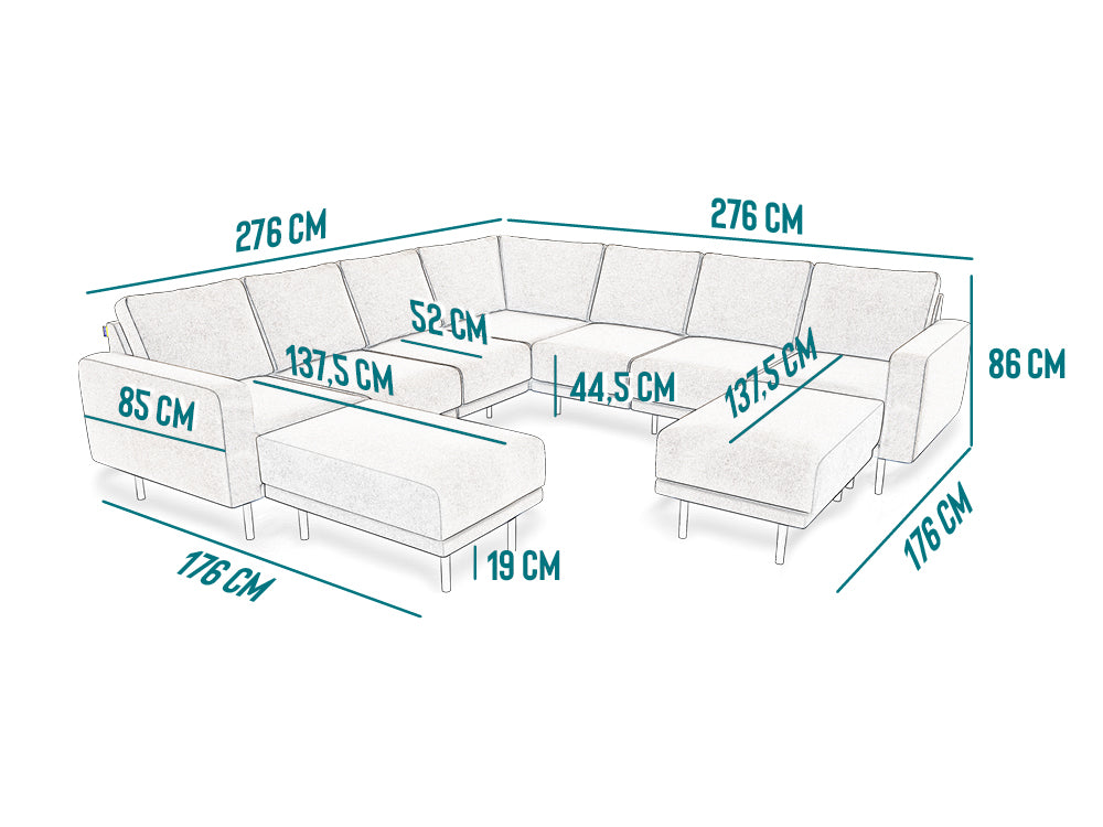 Modulares 7-Sitzer Leder Ecksofa METTE