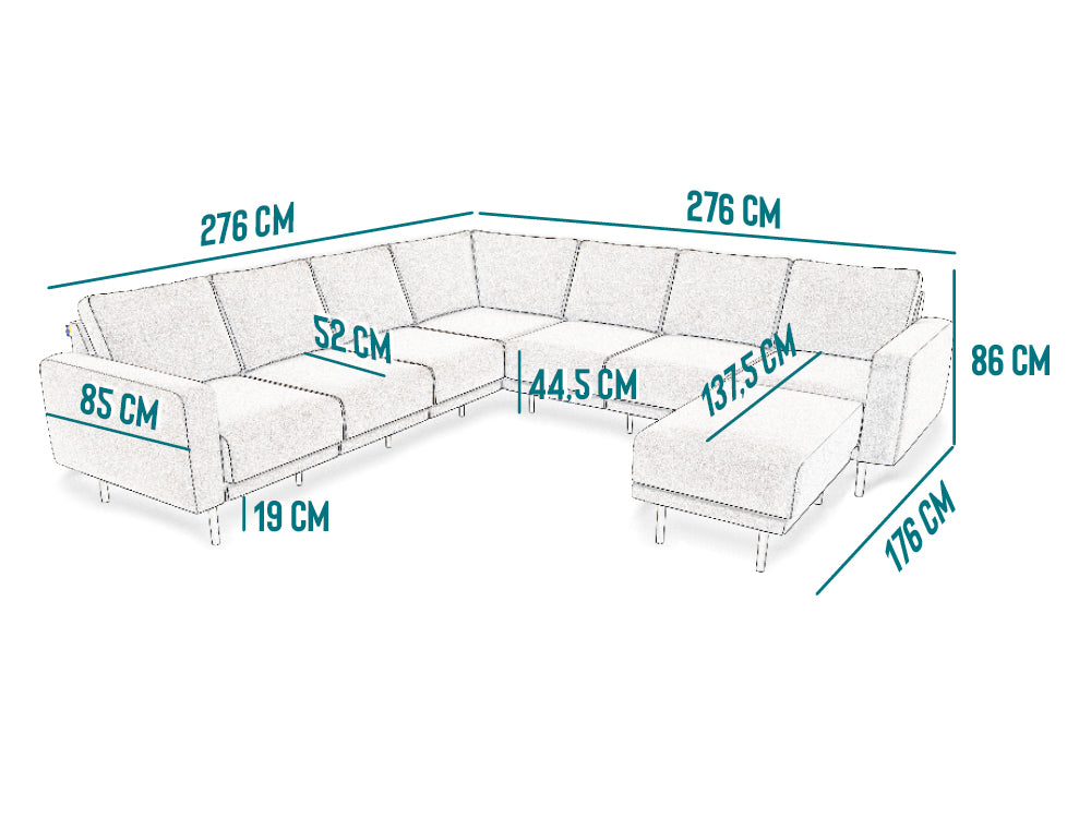 Modulares 7-Sitzer Leder Ecksofa METTE