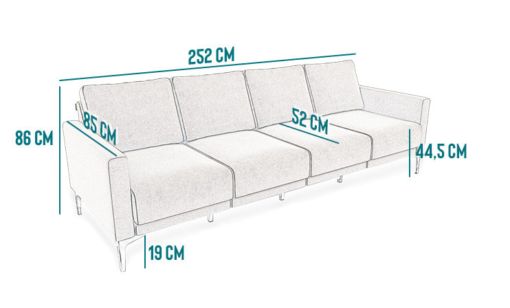 Modulares 4-Sitzer Ledersofa ELLA