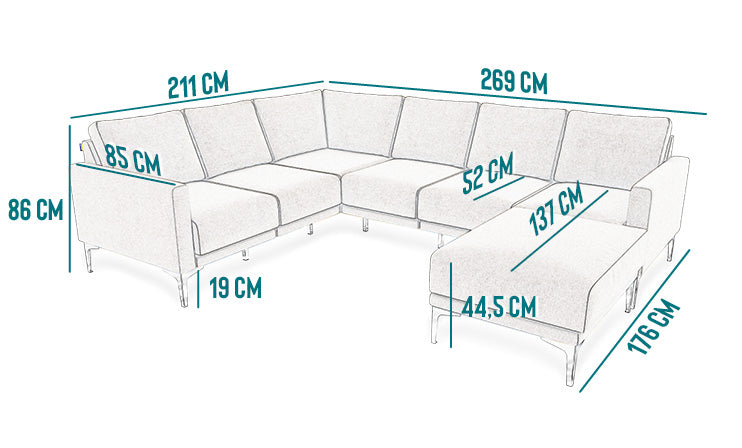 Modulares 6-Sitzer Leder Ecksofa ELLA