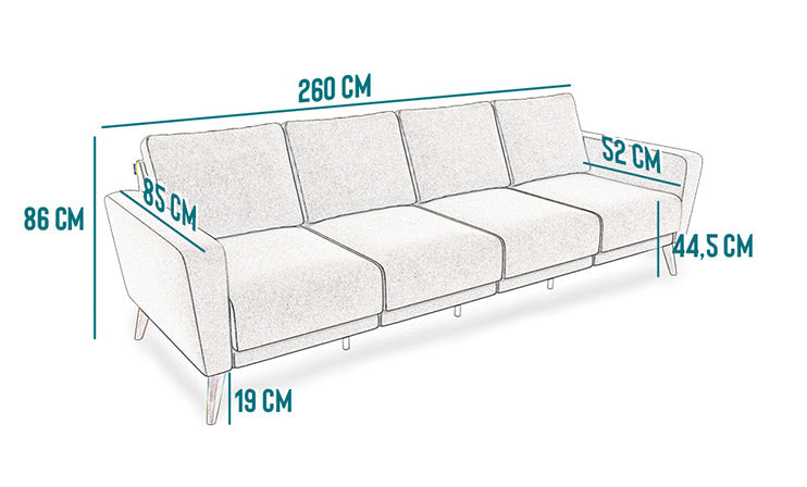 Modulares 4-Sitzer Ledersofa LOTTA