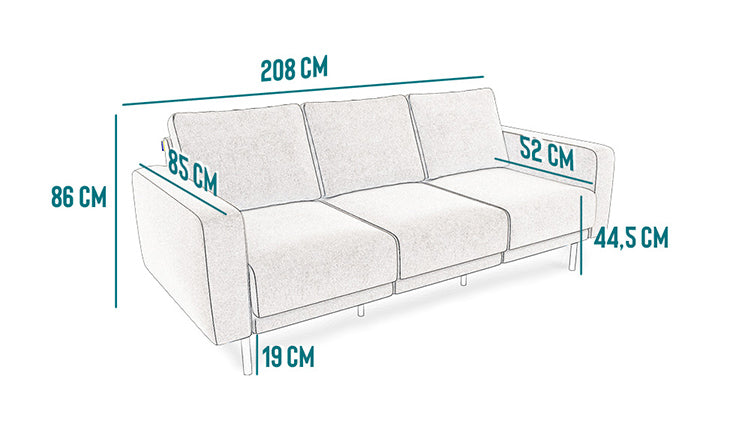 Modulares 3-Sitzer Ledersofa METTE