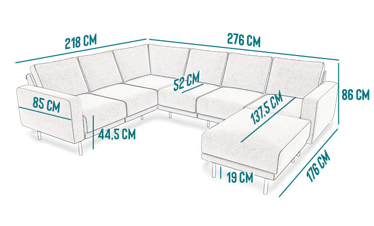 Modulares 6-Sitzer Leder Ecksofa METTE