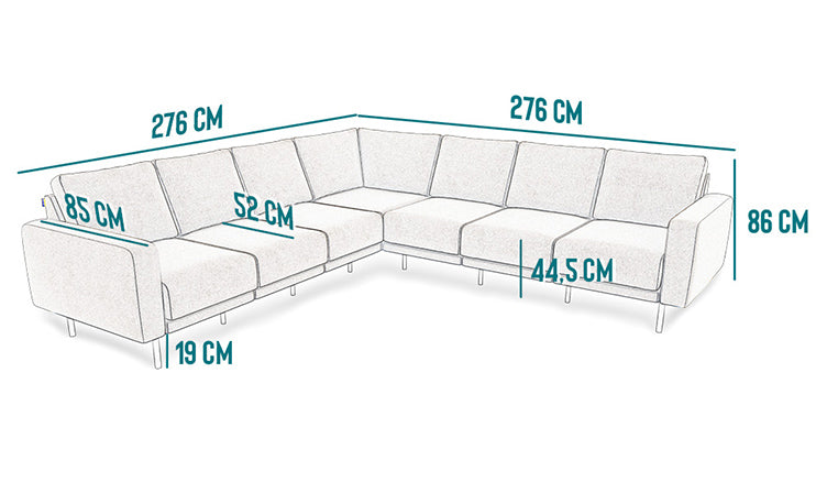 Modulares 7-Sitzer Leder Ecksofa METTE