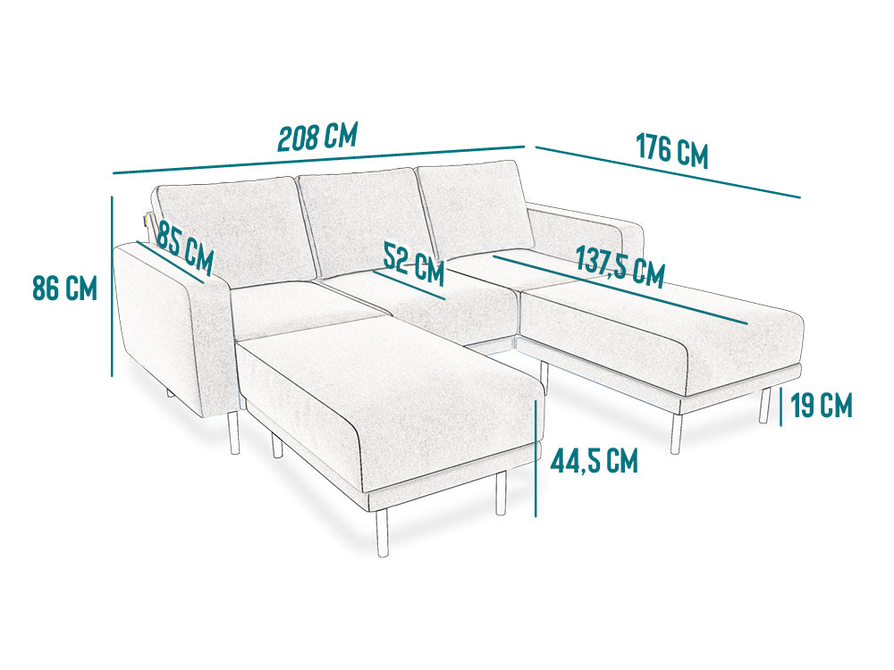 Modulares 3-Sitzer Sofa METTE