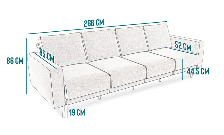 Modulares 4-Sitzer Sofa METTE