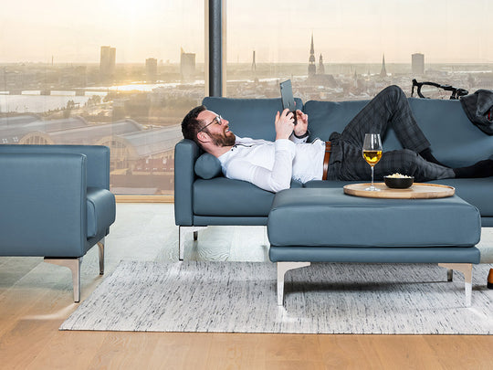 Modulare 6-Sitzer Leder Wohnlandschaft LOTTA